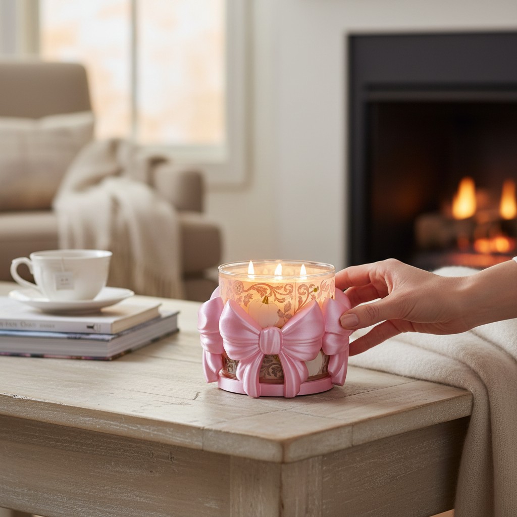 Custom Pink Bow Candle Holder
