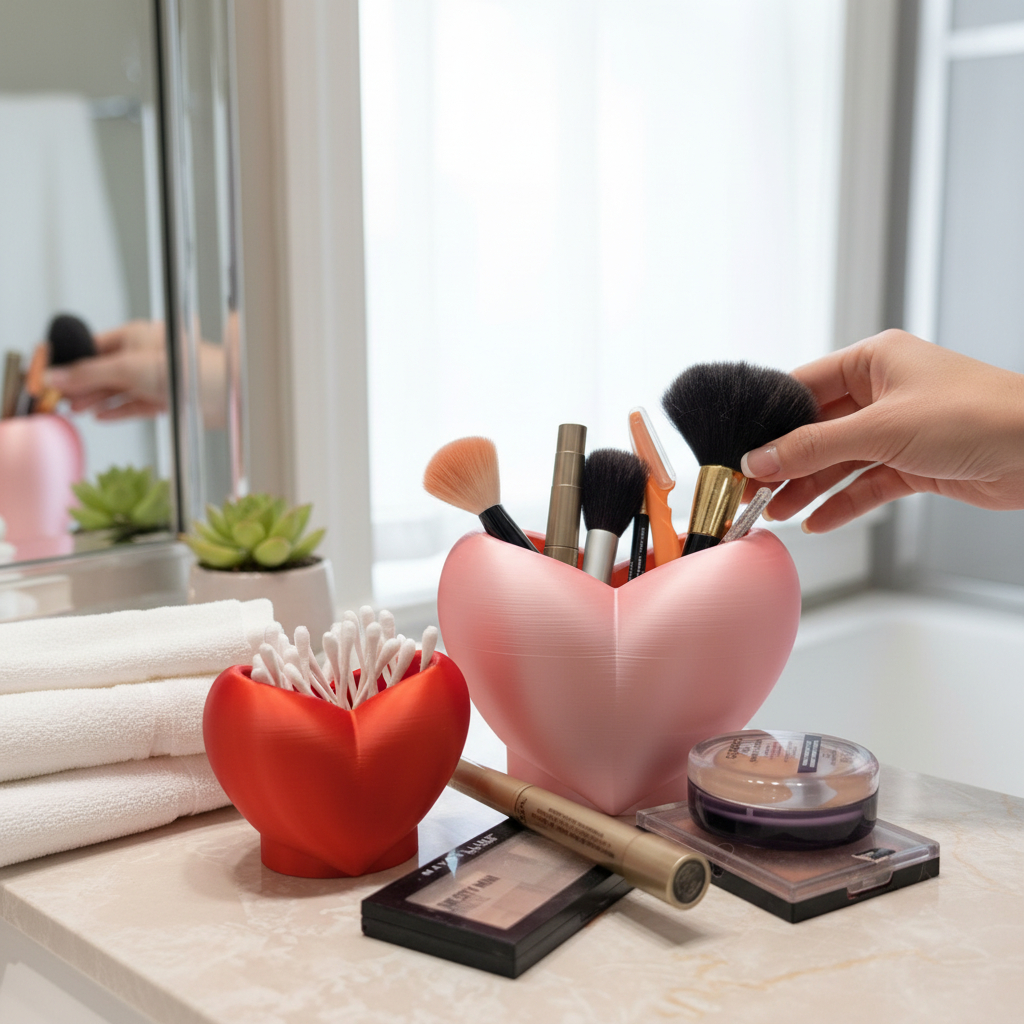 Heart Shaped Makeup Brush / Pen Organizer
